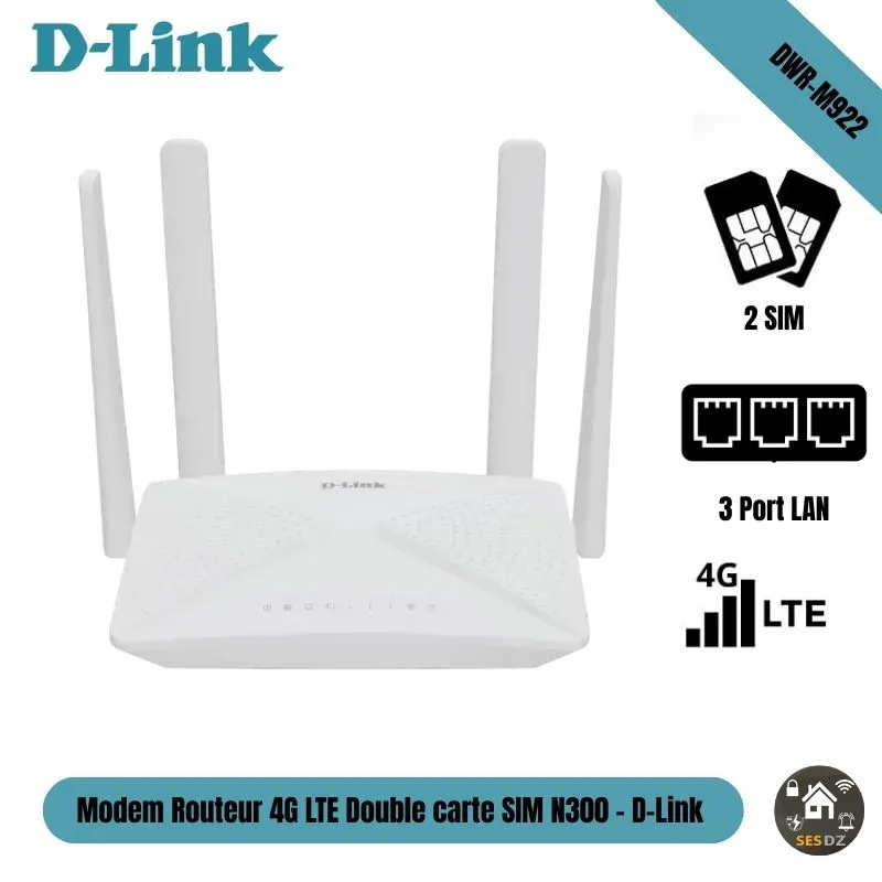 MODEM 4G LTE DUAL SIM D-LINK N300 5DBI_DWR-M922
